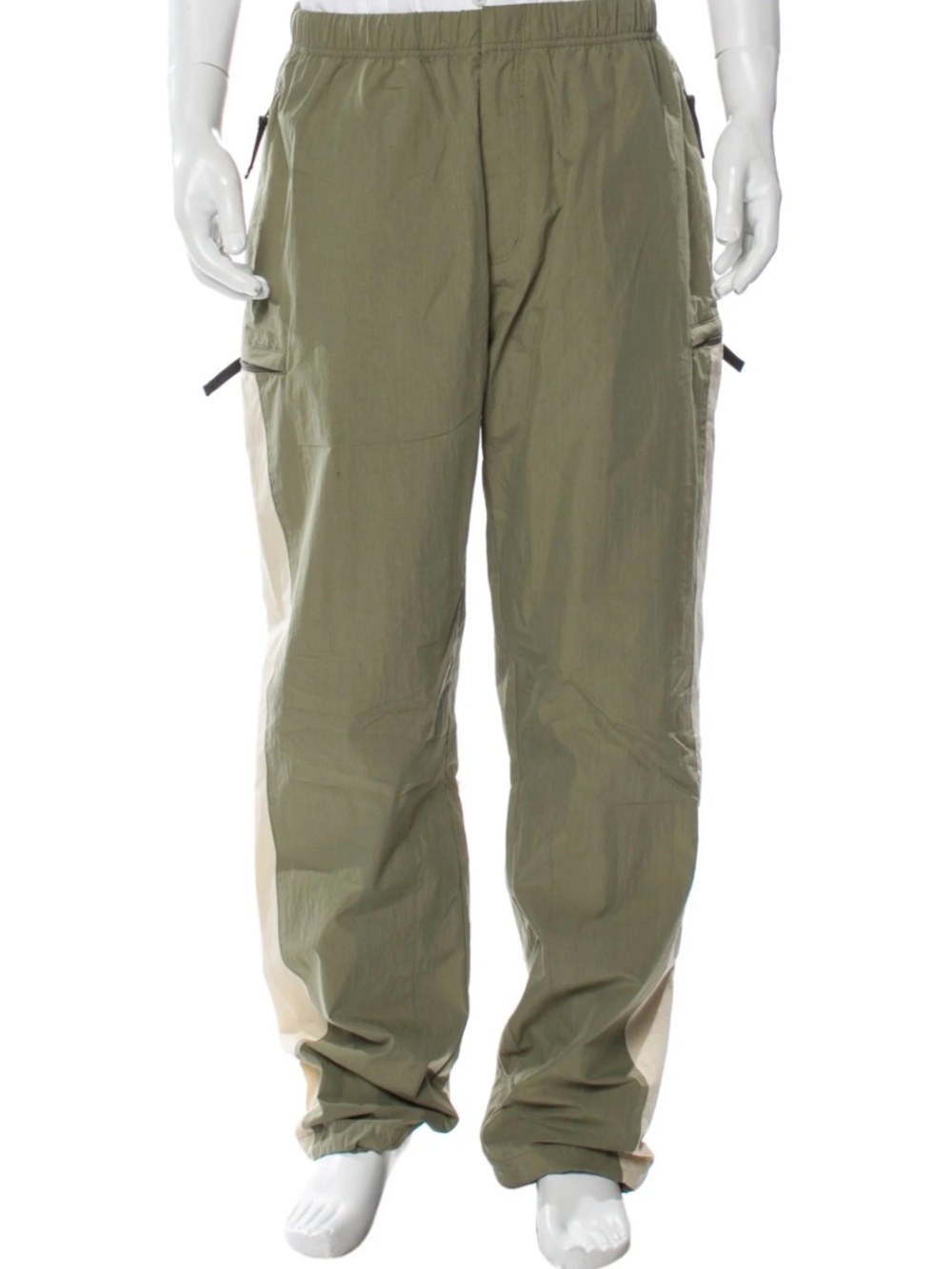 KITH 23SS Men’s L Cotton Nylon Olive Green & Cream Cargo Utility Track Pants EUC